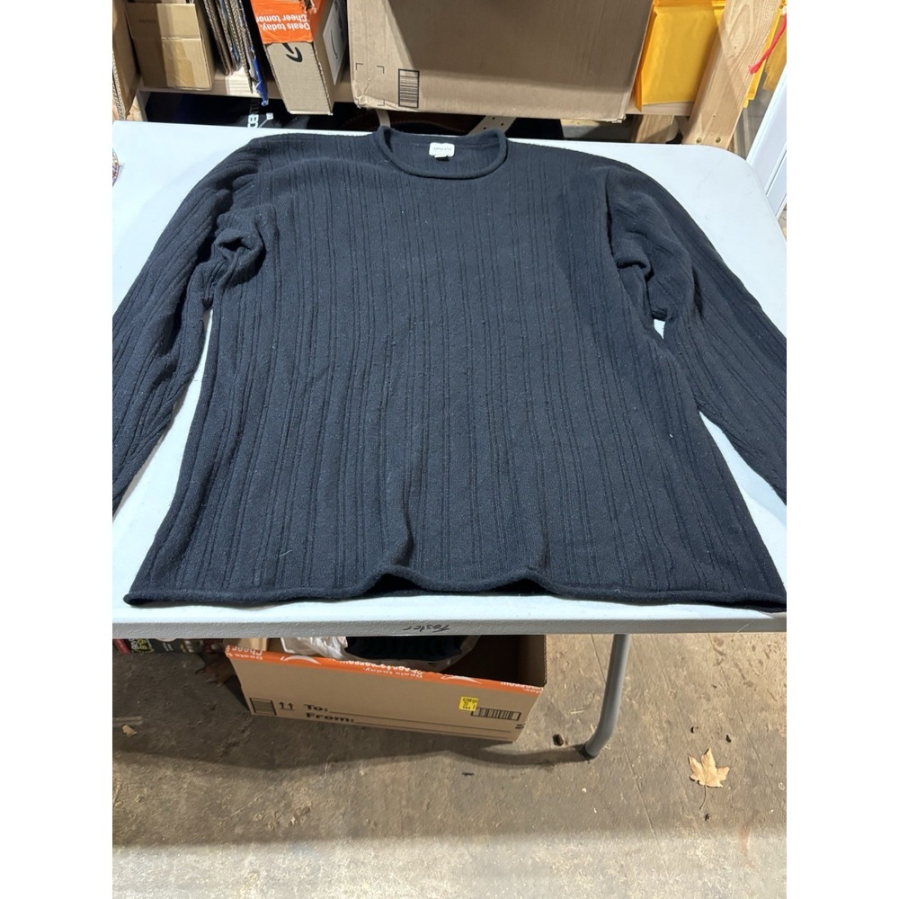 Armani Collezioni Black‎ Heavy Weight 100%  Wool Ribbed  Sweater XL
